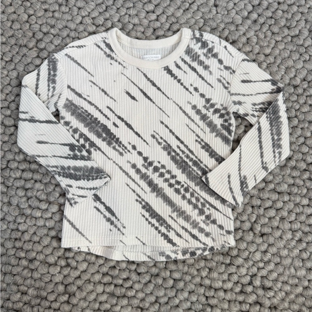 Gray and White Patterned Long Sleeve Top Grayson Mini Size 4T
